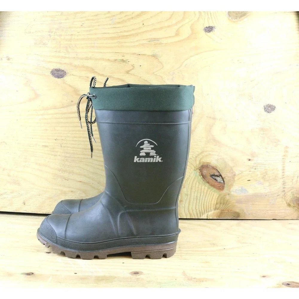 New Kamik Mens Boots Snow Boots -40 Size 9 Dark Green Insulated Lined Shoes